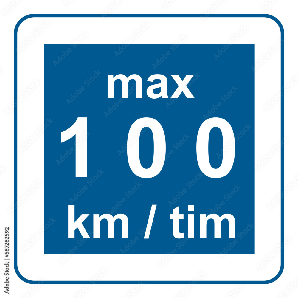 Traffic signs. Road signs. Instruction road signs. Recommended to slow down 100 km/h. Traffic signs. Road signs. Instruction road signs. Recommended to slow down 100 km/h.