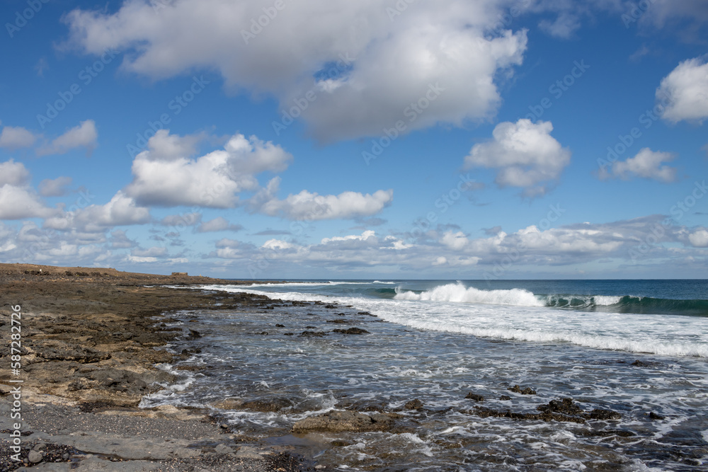 Rocky coastline in Puerto del Rosario, Spain Rocky coastline in Puerto del Rosario, Spain