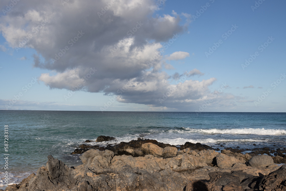 Rocky coast of Atlantic ocean, Fuerteventura, Spain Rocky coast of Atlantic ocean, Fuerteventura, Spain