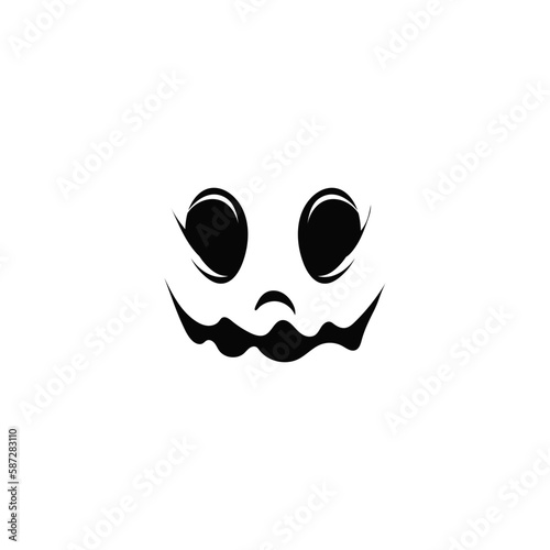 Frightening smile zombie face. Evil ghost smirk for halloween as devilish decoration and emotional expression of vector evil