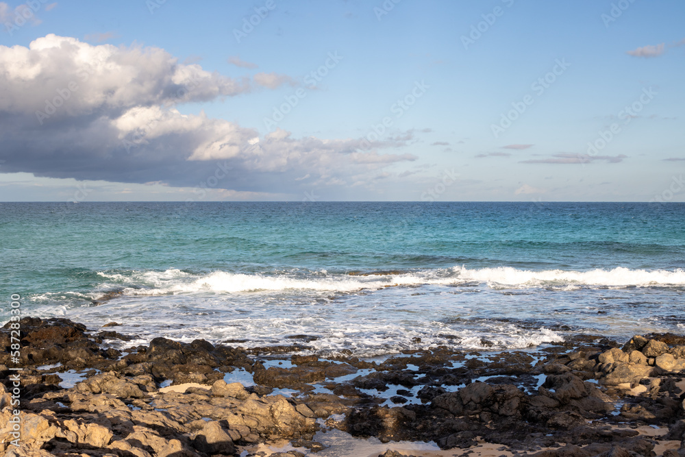 Rocky coast of Atlantic ocean, Fuerteventura, Spain