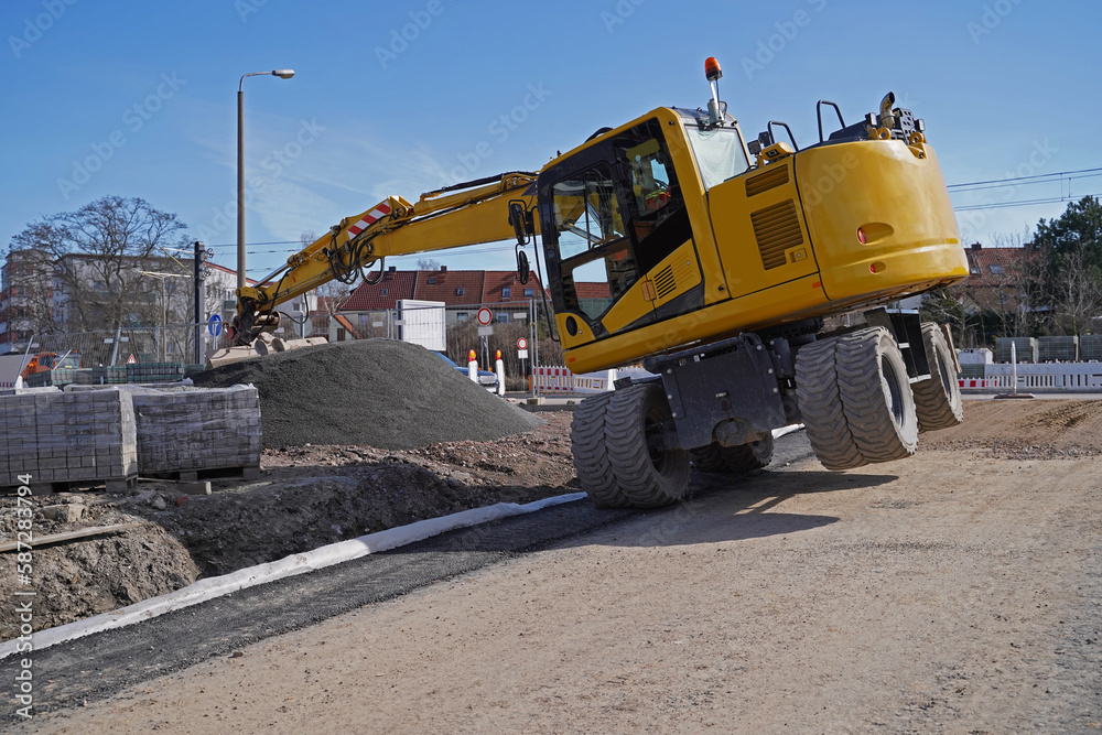 Excavator details when used on a construction site Excavator details when used on a construction site