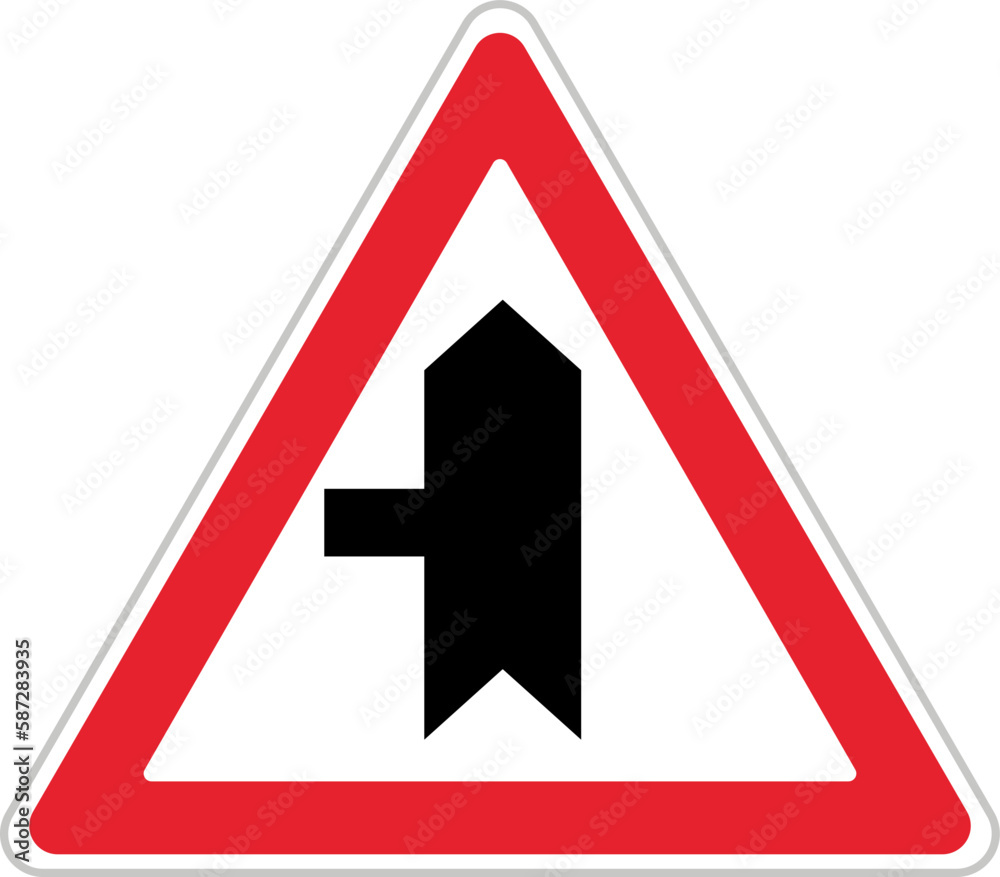 Main Road Secondary Road Junction (T-22c), Traffic Sign Main Road Secondary Road Junction (T-22c), Traffic Sign
