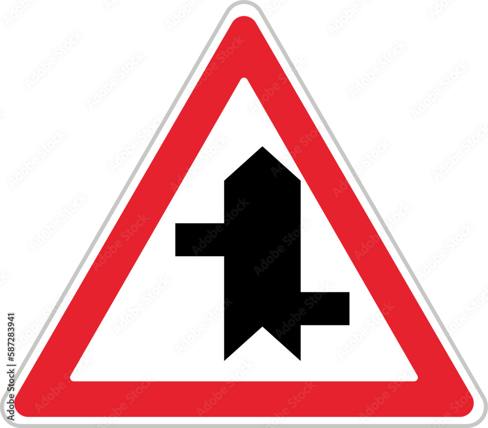 Main Road Secondary Road Junction (T-22d), Traffic Sign Main Road Secondary Road Junction (T-22d), Traffic Sign