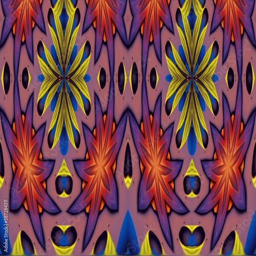 Feather floral decoration texture with creative energy artistic kaleidoscope art concept, seamless pattern and geometry. Great for business, collectors, websites, graphic elements etc