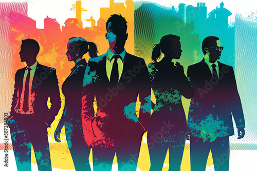 Silhouette of confident business people Illustration AI Generated