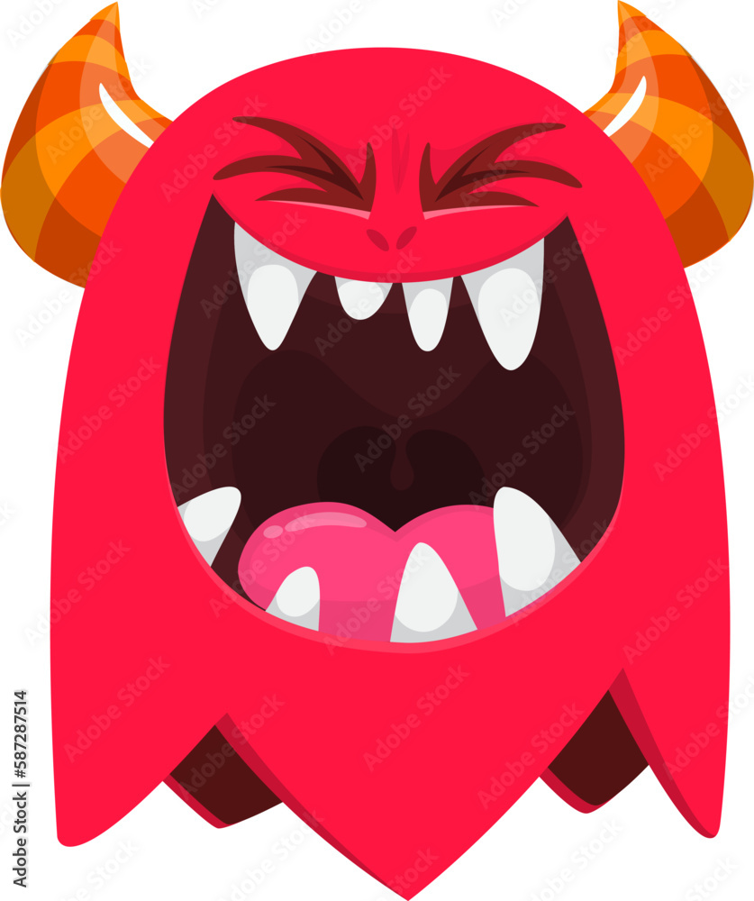 Obraz premium Funny cartoon monster character. Illustration of happy alien creature. Halloween design. Vector isolated