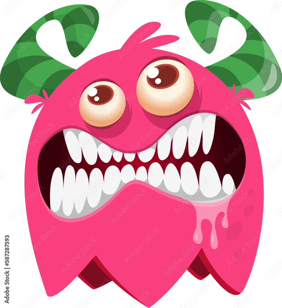 Obraz premium Funny cartoon monster character. Illustration of happy alien creature. Halloween design. Vector isolated