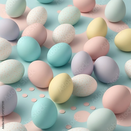 coloful eggs in pastel colors for easter season, Generative AI