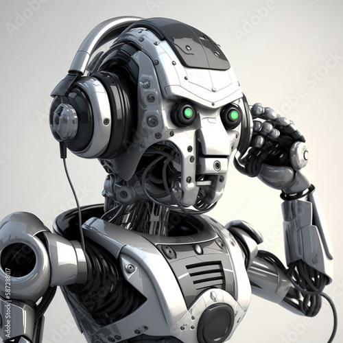 robot cyborg with headphones