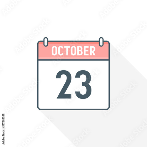 23rd October calendar icon. October 23 calendar Date Month icon vector illustrator