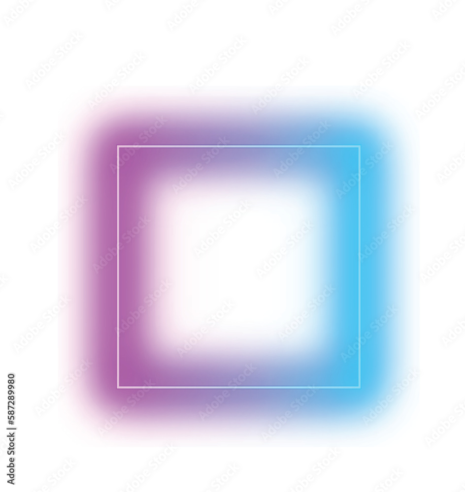 Square neon frame template. Blue and red laser light over blank geometric shape with bright glow colorful futuristic simple vector design Square neon frame template. Blue and red laser light over blank geometric shape with bright glow colorful futuristic simple vector design