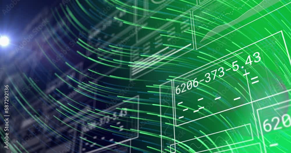 Animation of line moving in wave pattern over changing numbers, graphs