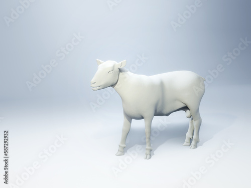 Side view of a white sheep sculpture