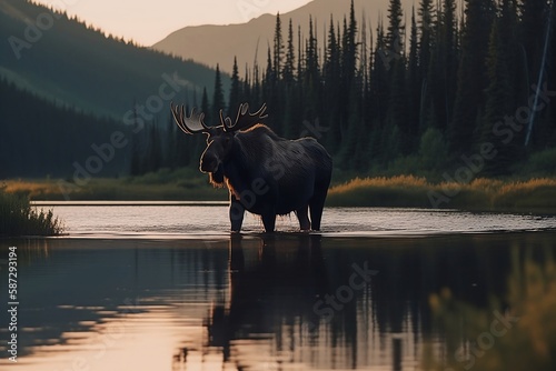moose in the lake
