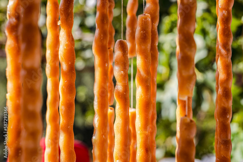 Obraz na płótnie Traditional Cypriot Soutzoukos or shoushoukos, similar to churchkhela candy in L