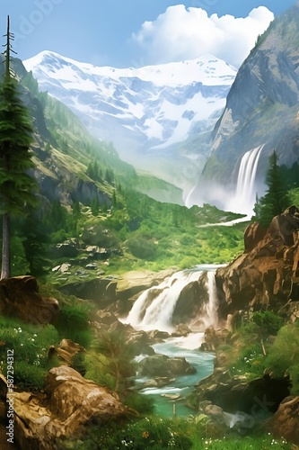 waterfall in the mountains