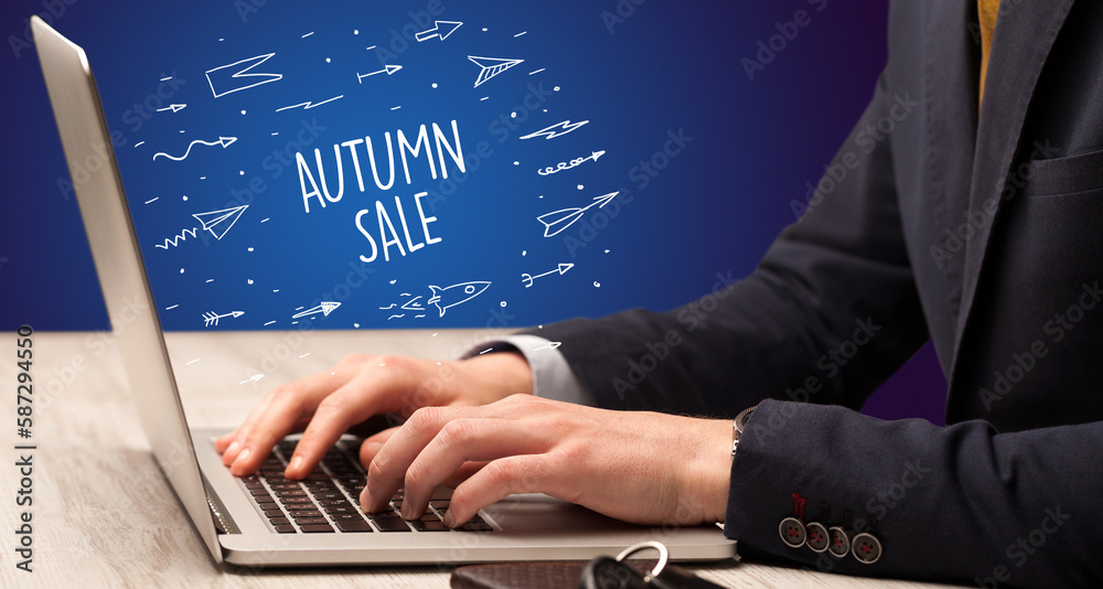 Businessman working on laptop, e-commerce concept Businessman working on laptop, e-commerce concept