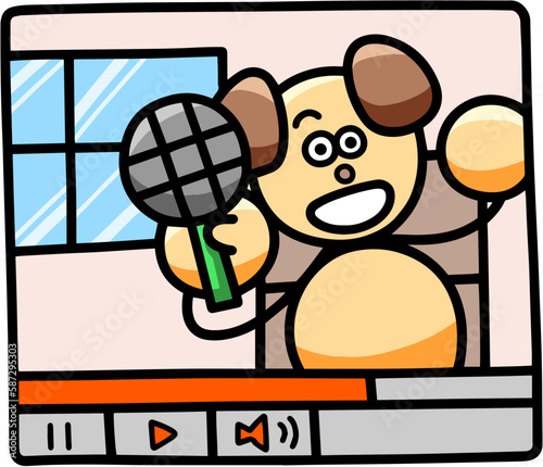 動画配信するわんまるのイラスト　犬