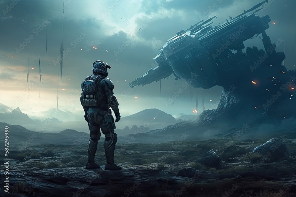 Astronaut on a Sci Fi Planet, Generative AI, Astronaut on a Sci Fi Planet, Generative AI,