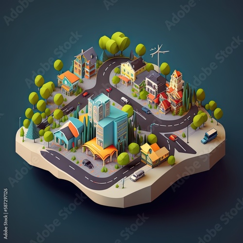 Redesigning Your Hometown  Isometric Plans from AI-Generated Images with High Detail