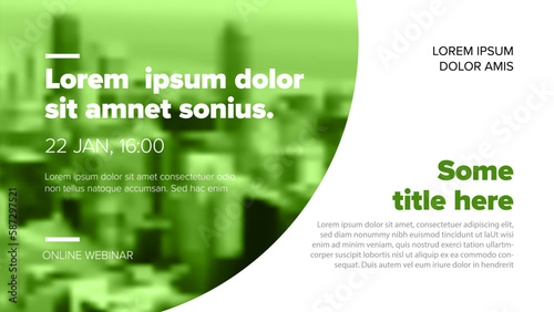 Facebook event cover template for online webinar with green photoplaceholder