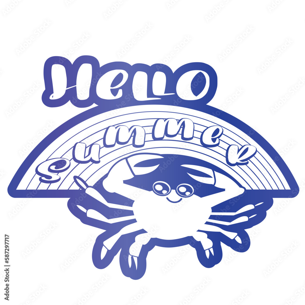 Hello summer word art with crab silhouette, Hello summer word art with crab silhouette,