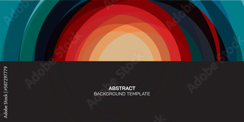 Colorful half circle spin background with black strip as a blank space for heading and wording advertisement.