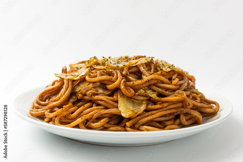 Yakisoba on a white background Yakisoba on a white background
