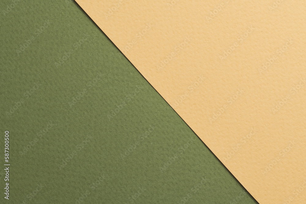 Rough kraft paper background, paper texture beige green colors. Mockup with copy space for text Rough kraft paper background, paper texture beige green colors. Mockup with copy space for text