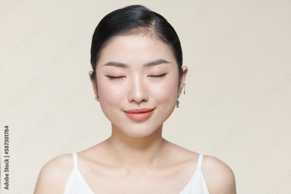 Beautiful happy girl model with fresh dehydrated facial skin and natural makeup Beautiful happy girl model with fresh dehydrated facial skin and natural makeup