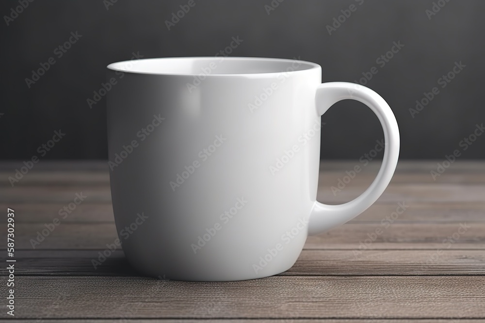 Blank white mug for mockup illustration with Generative AI Blank white mug for mockup illustration with Generative AI