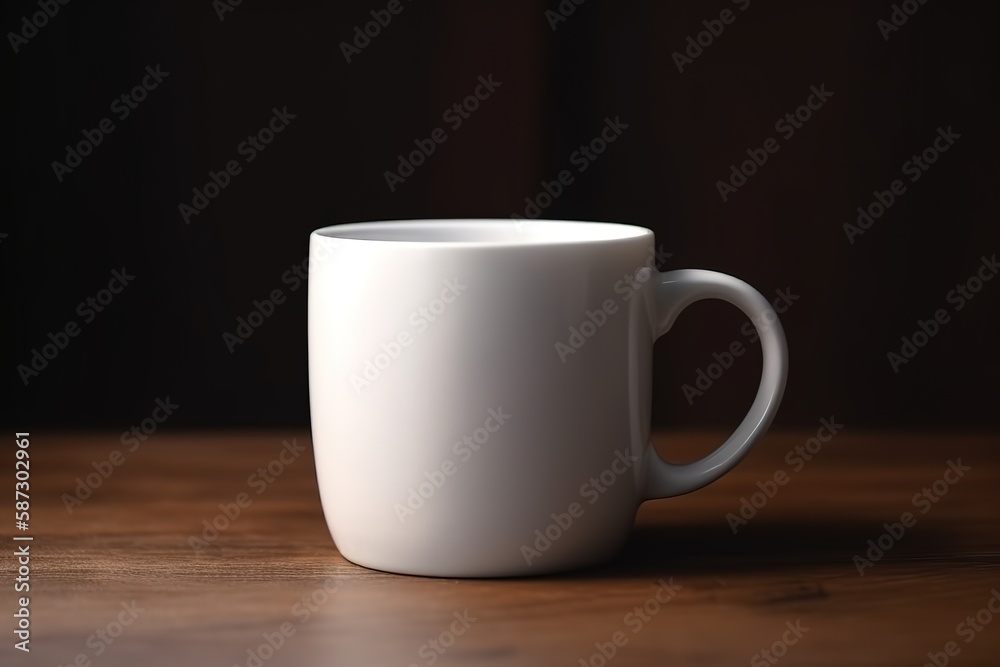 Blank white mug for mockup illustration with Generative AI Blank white mug for mockup illustration with Generative AI