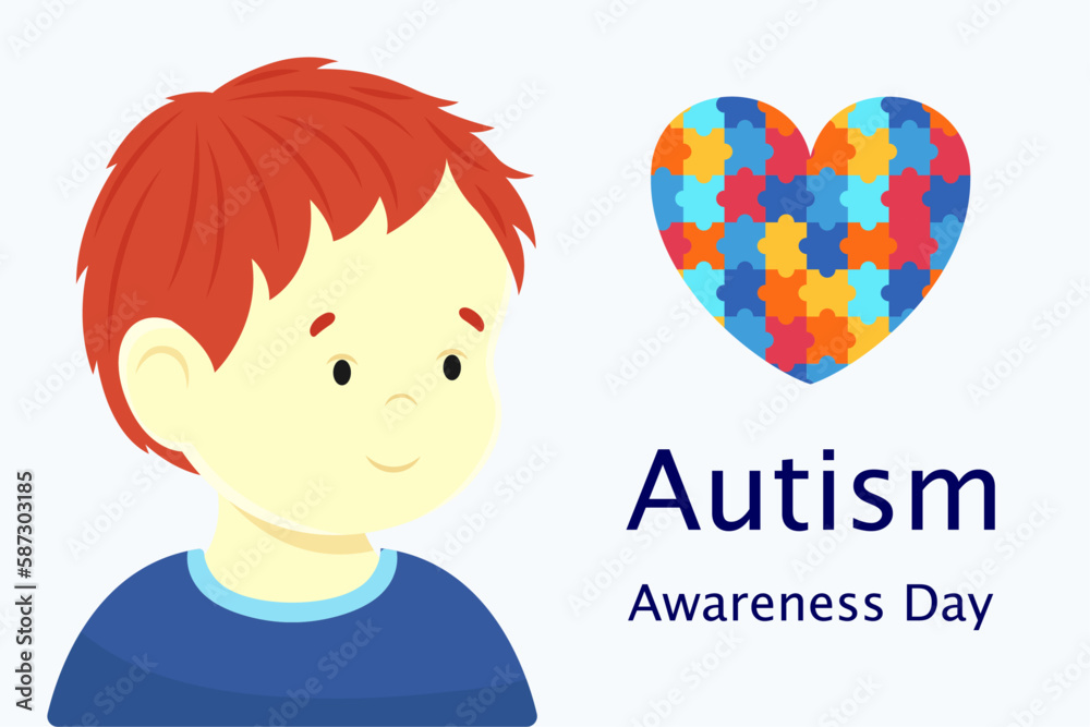 Illustration for World Autism Awareness Day. Heart with a puzzle banner. Mental Spectrum Disorders, Health, Vector Illustration for World Autism Awareness Day. Heart with a puzzle banner. Mental Spectrum Disorders, Health, Vector