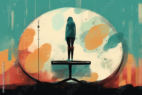 A person standing symbolizing mental illness. digital art illustration. generative AI