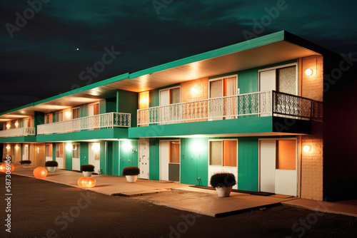 american motel, architecture photography. Generative ai