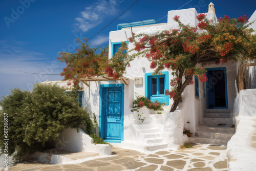 typical greek house. Generative ai © VisualProduction