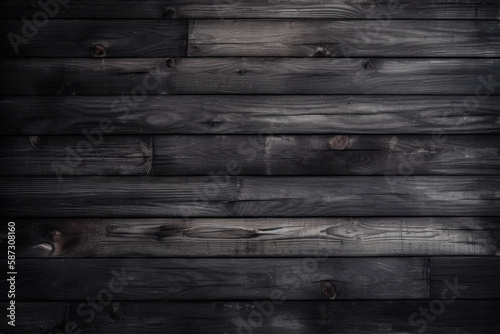 Black wood plank wall, wooden background, vintage dark grunge texture wallpaper