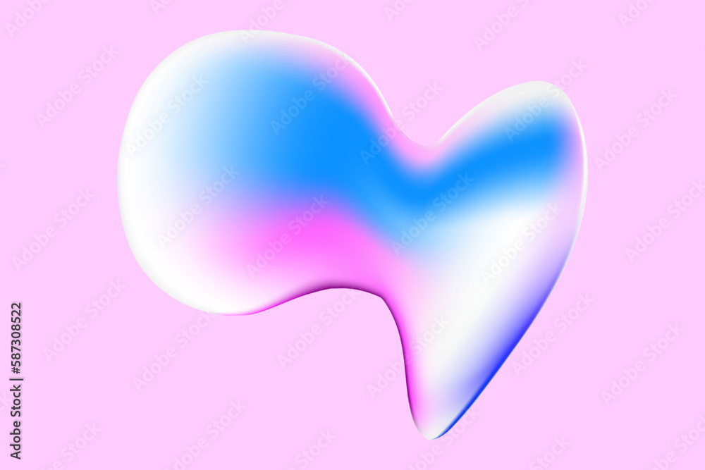 Deformed volume drop with a gradient. Decorative element on a pink background Deformed volume drop with a gradient. Decorative element on a pink background