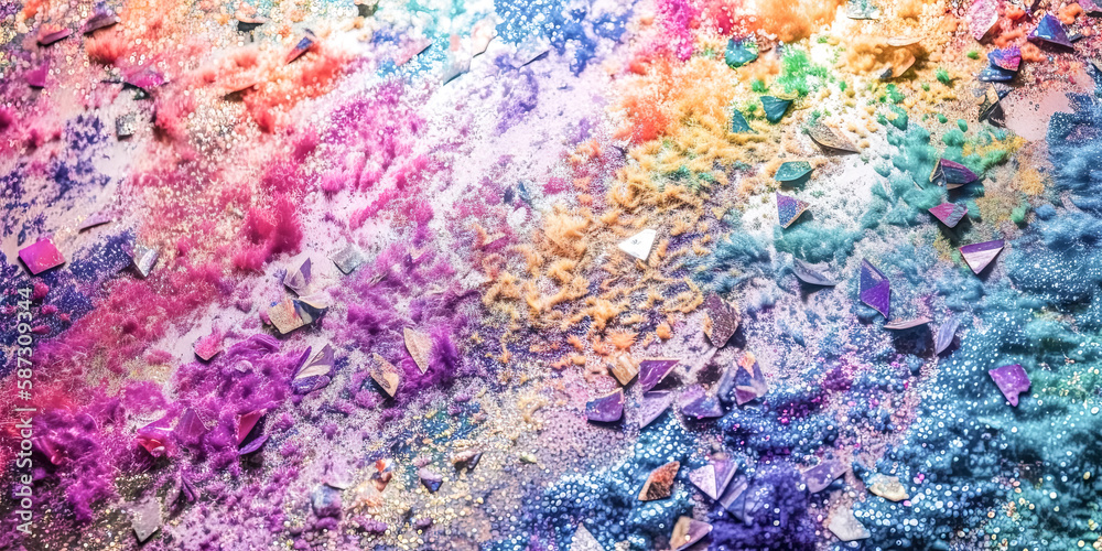 Glittering sequins create a dazzling pastel wall - generative ai.