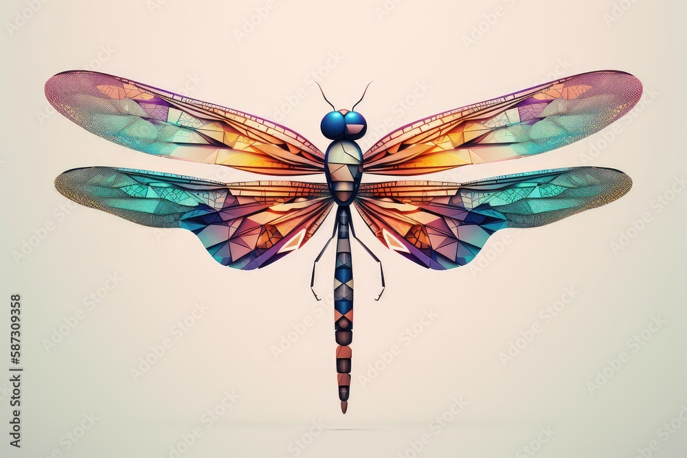 dragonfly on a white background - obrazy, fototapety, plakaty 