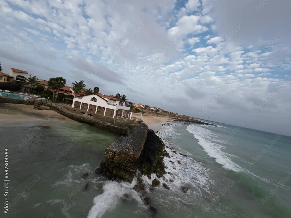 FPV Drone Aerial in Santa Maria Beach, Salines, Kitesurf, Monte Leão, Pontão, Sunset landscapes footage in Sal Island Cabo Verde FPV Drone Aerial in Santa Maria Beach, Salines, Kitesurf, Monte Leão, Pontão, Sunset landscapes footage in Sal Island Cabo Verde