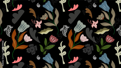 Organic Flat colorful Floral Background of Seamless pattern design for paper  cover  fabric  pacing and other.