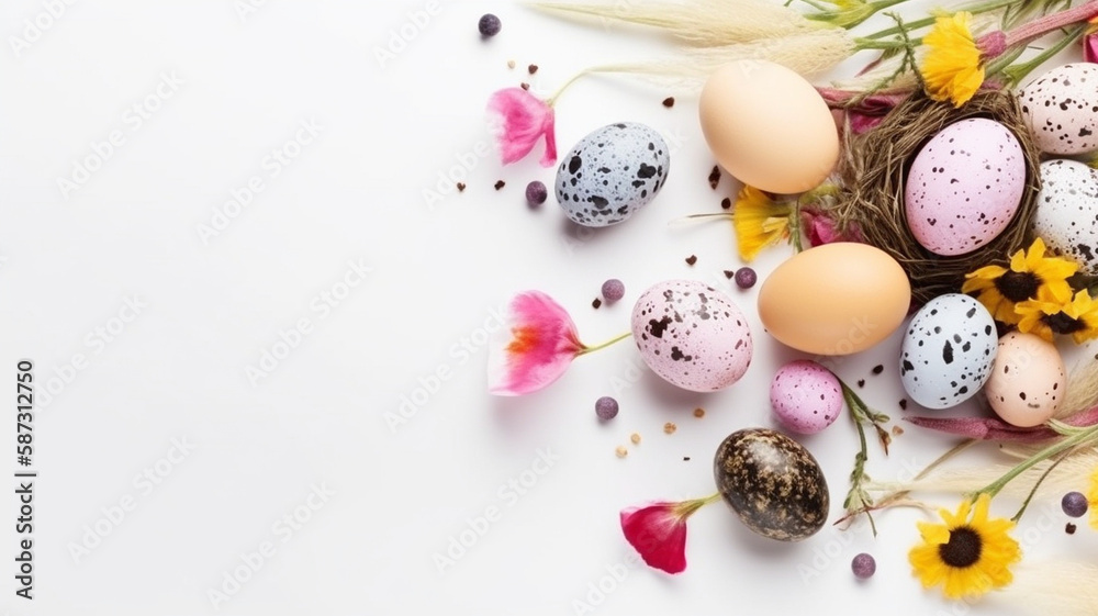 easter eggs with flowers on light background easter eggs with flowers on light background