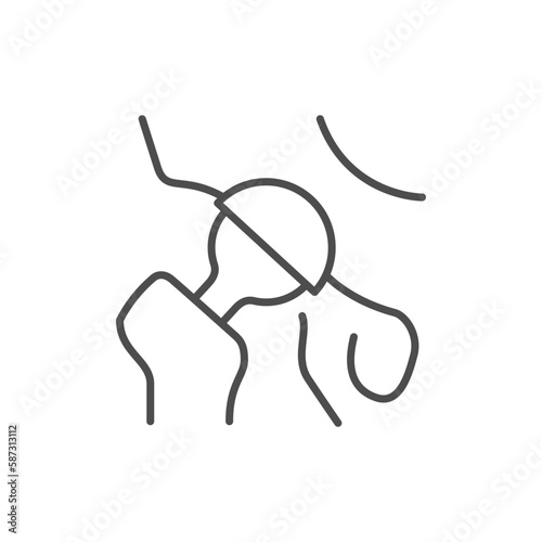 Hip prosthesis line outline icon