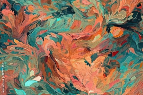 abstract painting with colorful and dynamic shapes. Generative AI