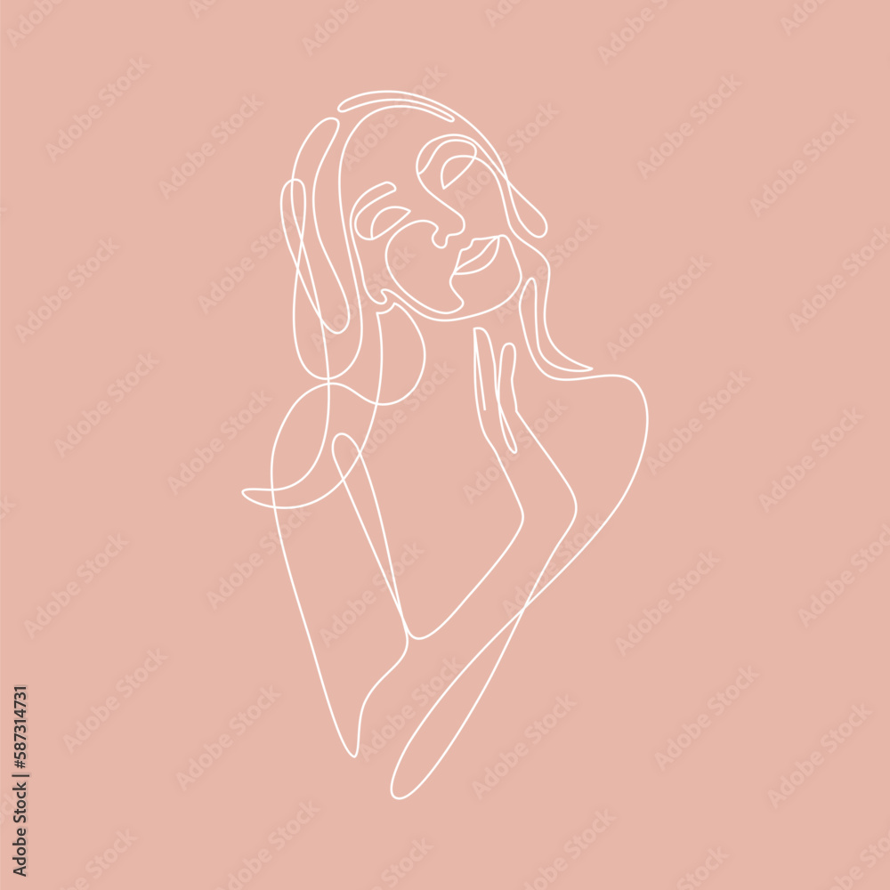 Woman vector lineart illustration. Elegant Feminine Beauty Logo. Woman Line Art Minimalist Logo. One Line style drawing. Woman vector lineart illustration. Elegant Feminine Beauty Logo. Woman Line Art Minimalist Logo. One Line style drawing.