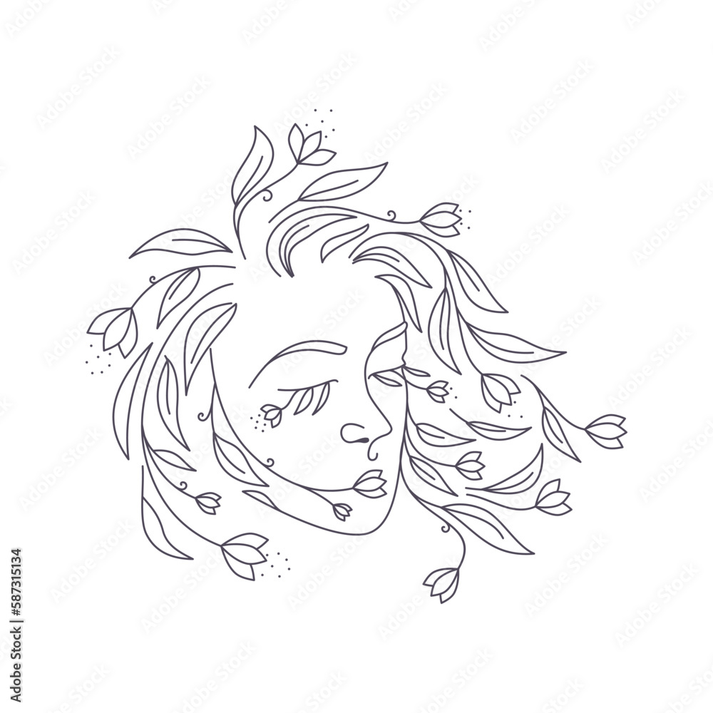 Logo Woman face with flowers. Woman vector lineart illustration. Elegant Feminine Beauty Logo. Woman Line Art Minimalist Logo. Botanical print. Logo Woman face with flowers. Woman vector lineart illustration. Elegant Feminine Beauty Logo. Woman Line Art Minimalist Logo. Botanical print.