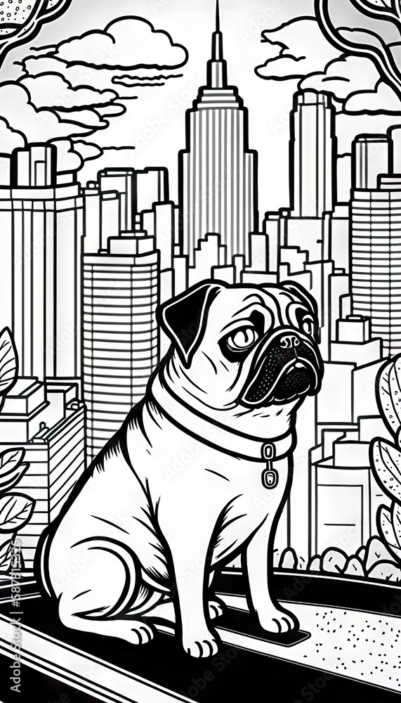 Color Your Way through the City with a Quirky Pug: A Bravest Warriors