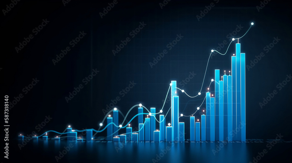 Blue money business graph finance chart diagram on econ. Generative AI. Blue money business graph finance chart diagram on econ. Generative AI.
